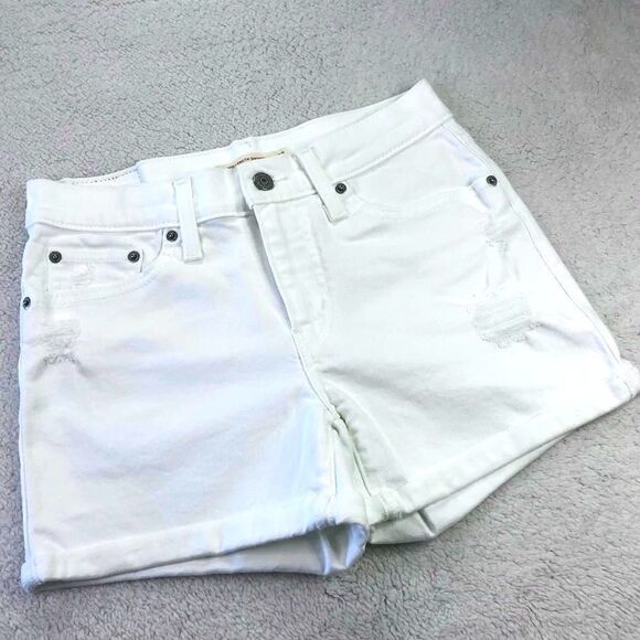 LEVI’S DENIM SHORTS DISTRESSED WHITE - Picture 1 of 9